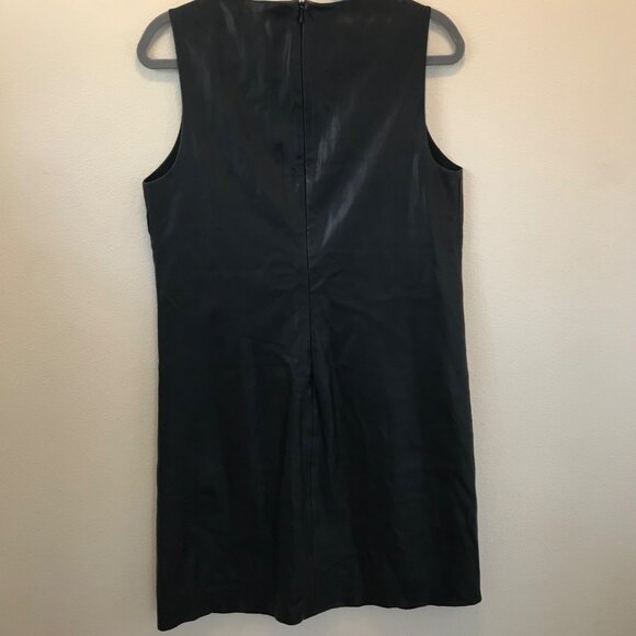 Carmen Marc Valvo Women's Faux Leather Black Cutout Shift Dress Size 6 Gothic - Picture 8 of 15